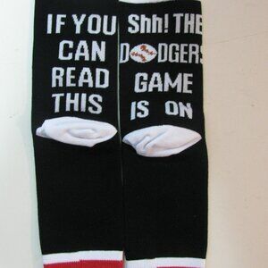 * Dodgers Baseball Socks New NWOT Standard  Size Black White Lettering